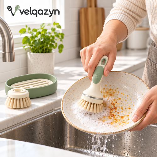 Velqazyn™ BrushNest Dish Brush & Stand