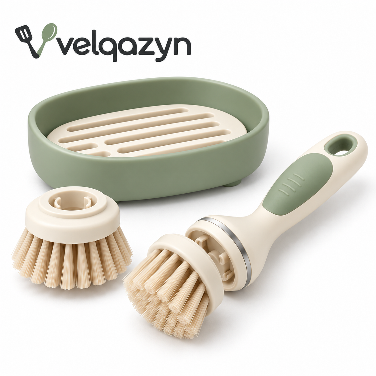 Velqazyn™ BrushNest Dish Brush & Stand